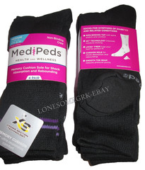 4 Pairs Medipeds Womens Non Binding Cushioned Smooth Toe Diabetic Crew Socks