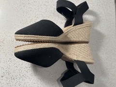 New Anne Klein ZEVA iflex O1F9 Black Canvas Wedge Espadrilles Women Size 7