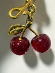 NEW Coach Cherry Apple Bag Charm Red Keychain Resin Metal Brass Purse Decoration