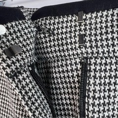 Laura pants houndstooth Elegant Black and White Checkered pockets Trousers
