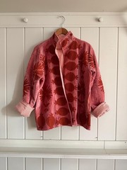 Handmade Red Velvet Embroidered Jacket Boho Floral Festival Wear