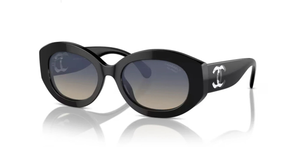 without tags Chanel 5528 501w1 53 Black Clear Logo Grey Brown Polarized G2U