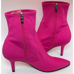 Sock Boots Pointed Toe Kitten Heel Ankle Booties Hot Pink Marc Fisher 7.5M
