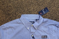 New Chaps Easy Care Men’s Short Sleeve Button Down Shirt – LARGE – Blue