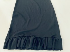 Boohoo Women XS Black Ribbed Wrap Bodycon Mini Dress Stretch Ruffle Hem