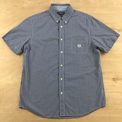Chaps Mens Custom Fit Shirt Casual Short Sleeve Size L Blue