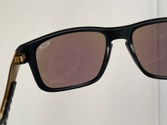 Oakley Matte Black/Gold Designer Sunglasses 55-19-139 Blue Mirrored Lenses