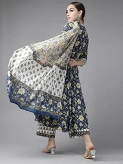Pakistani Flared Kurta Palazzo Dupatta Set Indian Beautiful Ethnic Salwar Kameez