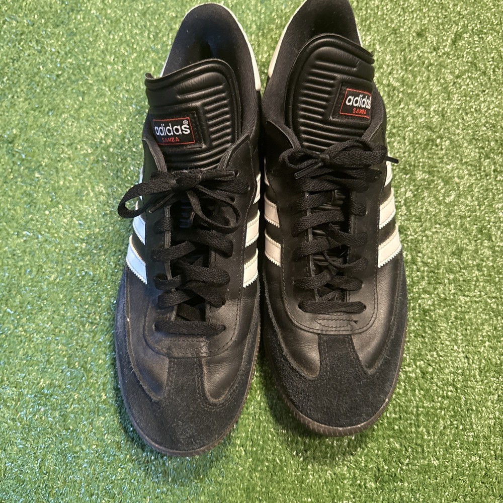 Adidas Samba Shoes Mens Size 10.5 Black Leather Indoor Soccer Sneakers 034563