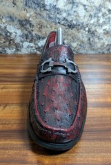 Marco Di Milano Ferrioni Ostrich Bit Loafer Black Cherry Mens Size 8