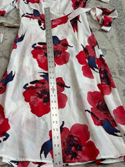 Forever 21 Womens S Floral Wrap Dress White Red Short Sleeve Mini