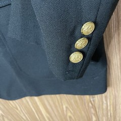 Stafford Blazer Jacket Mens 42R Black Solid Polyester Worsted Wool Gold Buttons