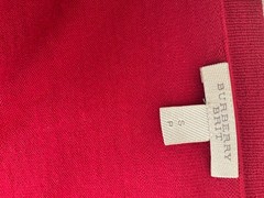 Burberry womens red cardigan S p Burberry logo 100% merino wool Uk 8 hardly worn