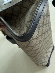 Gucci GG Padlock Medium Top Handle Bag Beige Black Gold Lock Chain Strap