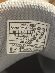 MEN HEAD TENNIS SPRINT PRO 3.5 GREY/YELLOW SIZE 14 Tennis Pickleball Shoes NEW