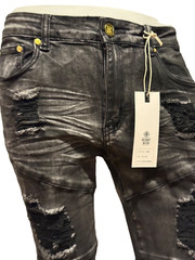 New! Argornaut Distressed Pocketed Stacked Jeans edge BLK Washed Stacked Denim