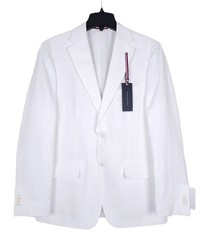 Tommy Hilfiger Mens Modern Fit Linen Sport Coat Blazer 42S White Solid NWT
