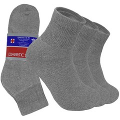3 Pairs Diabetic Ankle Circulatory Socks Health Cotton Mens Black Gray White