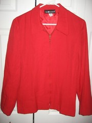 Womens Red SAG HARBOR Lined Zipperfront PolyRayon Blazer Jacket 12