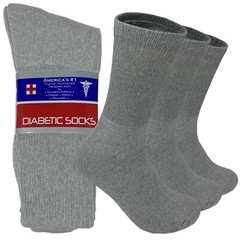 3,6,12 Pairs Lot Men’s Gray Circulatory Diabetic Crew Socks 9-11,10-13,13-15