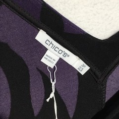 NEW Chicos Travelers Dress Size 3P XL Petite Purple Black V Back Stretch Comfort