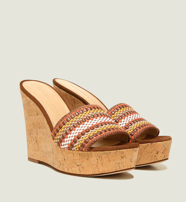 Veronica Beard DALI WOVEN WEDGE SANDAL Brown Multi Size Varies
