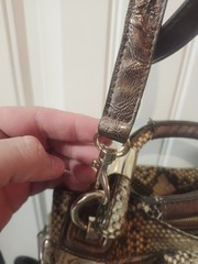 Y2K GUESS Monogram Snakeskin Print Shoulder Bag Purse Brown Beige Logo Handbag