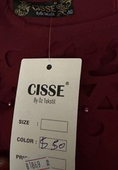 CISSE Women’s Red Solid Round Neck Long Sleeve Long Pencil Dress, Size 40