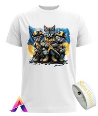 Printed t-shirt Cotton Slava Ukraini Cats Patriotic Ukraine No War for Men Women