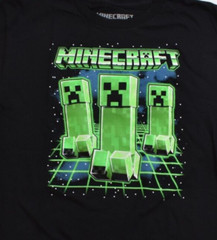 Minecraft Youth Boys Creeper Multiple Creepers Grid Black Shirt New XS, L, XL