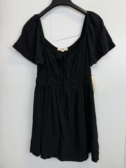 NEW Rewind Black Dress Women’s Size Large Square Neckline Mini Tie Front