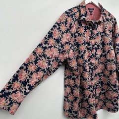 Chaps Womens Top Shirt Blouse Size 2X No Iron Button Up Floral Boho Romantic