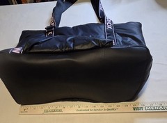 WILDFOX Black Quilted Large Tote Bag Logo Strap Zip