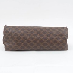 CELINE Macadam PVC Leather Cosmetic Pouch Brown Gold HDW Authentic