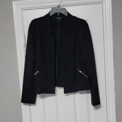 Ellen Tracr Blazer Black Zip Pockets Size Parge L Nwot New Without Tags