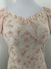 Kit & Sky Floral Mesh Coquette Puff Sleeve Sweetheart Neck Top Women’s XS