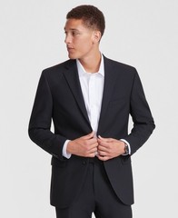Dkny Mens Modern fit 2 Piece Suit 52 R / 47 Waist Black Solid Stretch