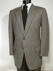 Bespoke Hand Made Brown Hounds Tooth Tweed Sport Coat 43 – 44 L Wool Full Canvas