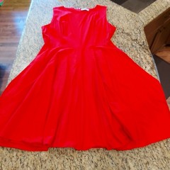 GRACE KARIN Women’s Red Sleeveless Midi Dress Size 3XL Cottton Blend Back Zip