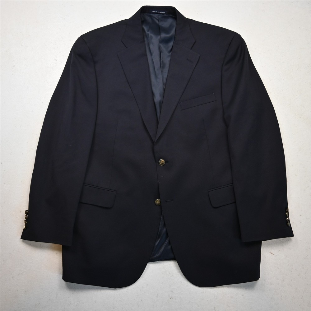 Austin Reed 44S Navy Blue 100% Wool Gold Button Mens Blazer Jacket Sport Coat