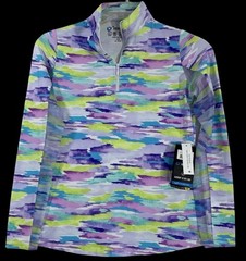 NWT IBKUL Golf Tennis Pullover Top XS S XXL Activewear Long sleeve Mesh Purpe E5