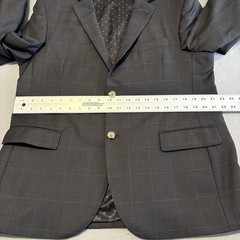 Indochino Wool Sport Coat 44S Navy Windowpane Blazer 2 Button Notch Lapel Modern