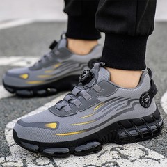 Men Steel Toe Cap Work Safety Shoes Rotating Button Comfort Breathable Sneakers