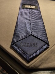 Coveri Collection – Navy Blue Solid Silk Jacquard Tie