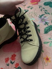 Dr. Martens Combs Suede Utility Boots (cream/off-white suede)