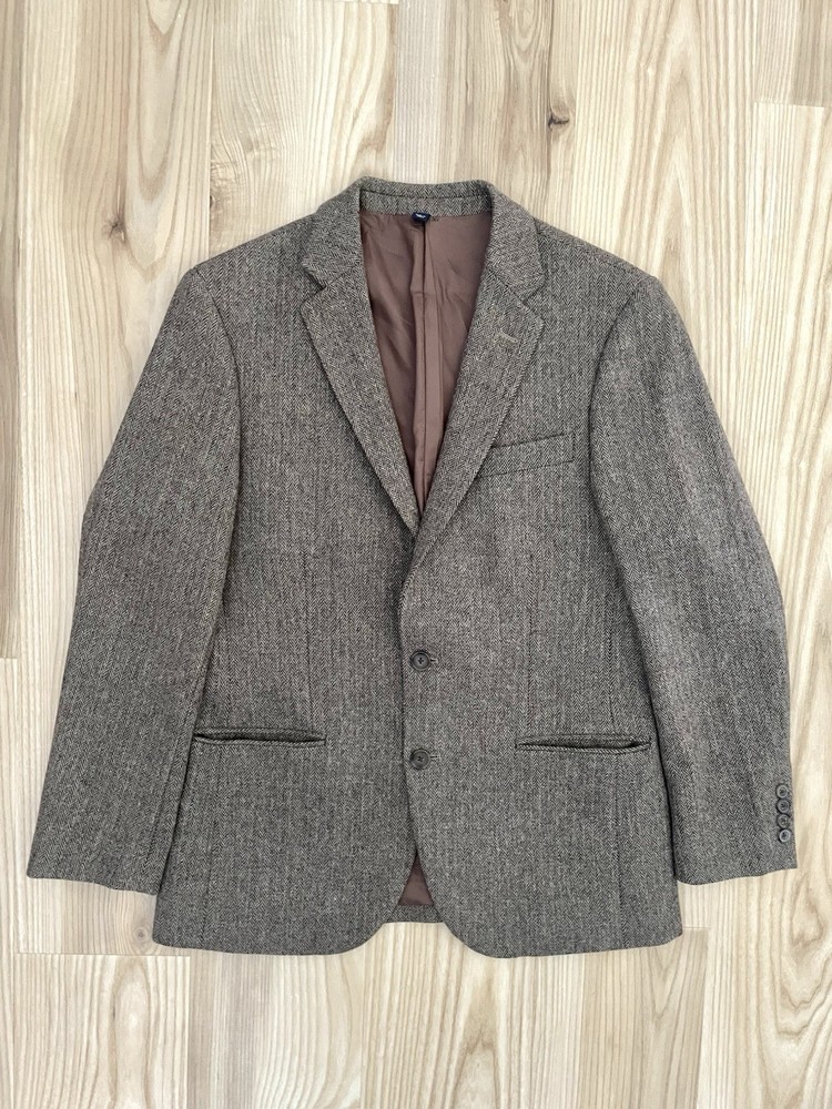 J. Crew Wool Blend Tweed Herringbone Blazer Sport Coat Dark Academia size 38S