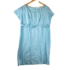 Jessica London Career Dress Womens 22 Blue Belted Milkmaid Old Money Back Zip