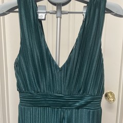 Francesca’s Pleated Wide Leg Jumpsuit Hunter Green Small