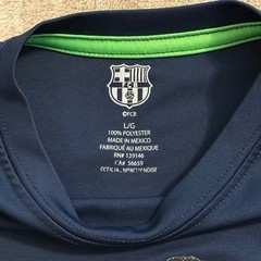 FC Barcelona Lionel Messi 10 Navy Blue Graphic Soccer T-Shirt Boys Large L