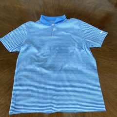 Nike Dri-FIT Men’s Blue/White Striped Short Sleeve Polo Shirt Size L